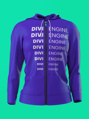 Purple Divi Engine Text Zipper Hoodie